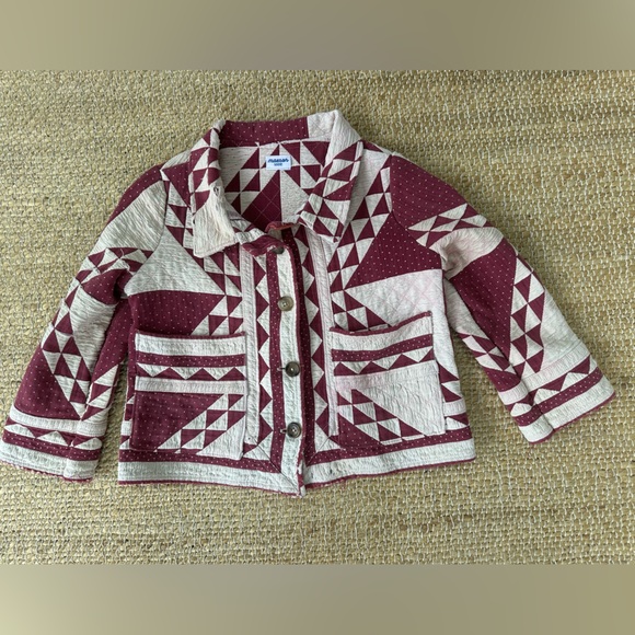 Handmade vintage quilt jacket maroon and‎ cream precious cottage core coat 5-6 - Picture 1 of 11
